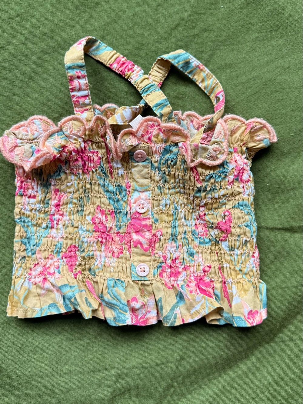 Girls Floral Smocked Tank Top